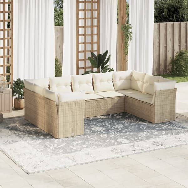 vidaXL sofasæt til haven 9 dele med hynder polyrattan beige