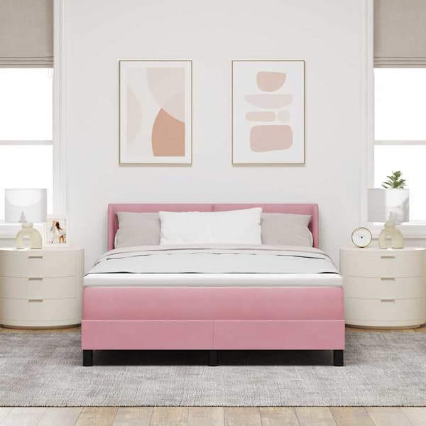 vidaXL Box spring seng med madras Lyserød 190 x 140 cm Polyester