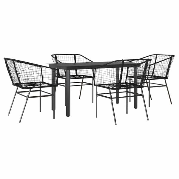 vidaXL 5 dele spisebordssæt til haven polyrattan glas sort