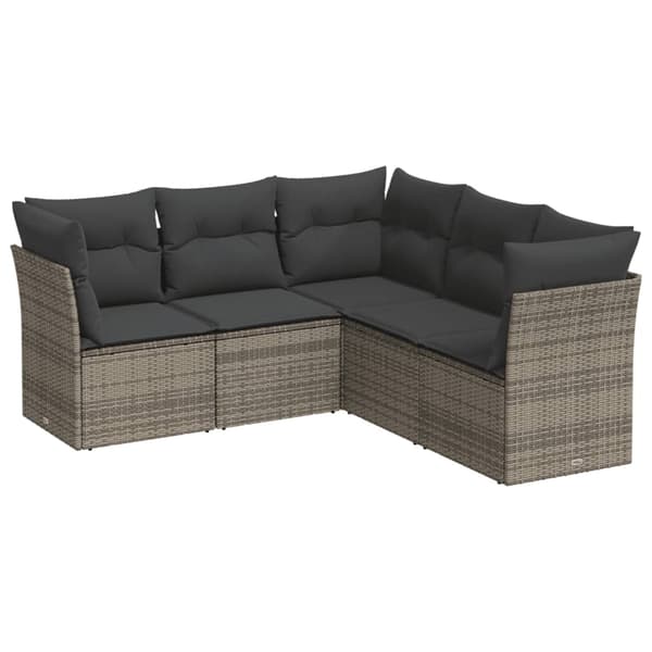 vidaXL sofasæt 5 dele med hynder polyrattan grå