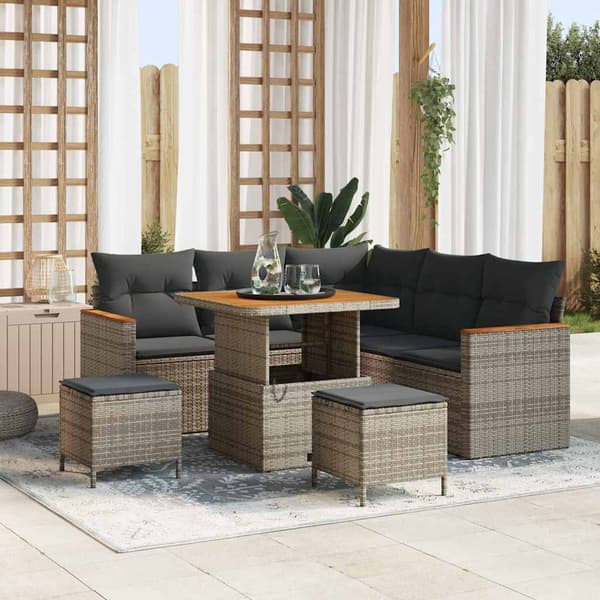 vidaXL Havesofa Sæt 8 pcs Grå polyrattan