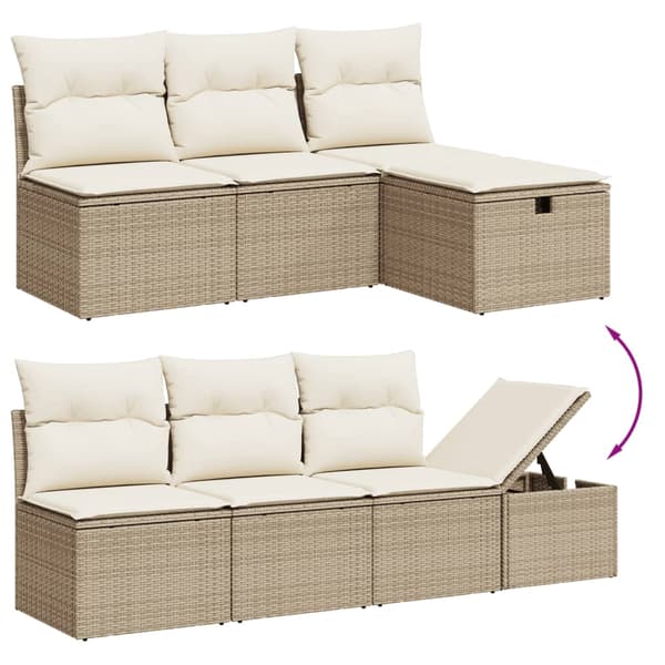 vidaXL sofasæt til haven 9 dele med hynder polyrattan beige