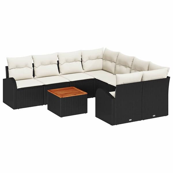 vidaXL Havesofa Sæt 9 pcs Sort, hvid
