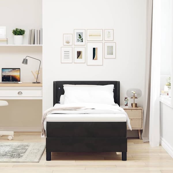 vidaXL Box spring seng med madras Sort 200 x 90 cm Polyester
