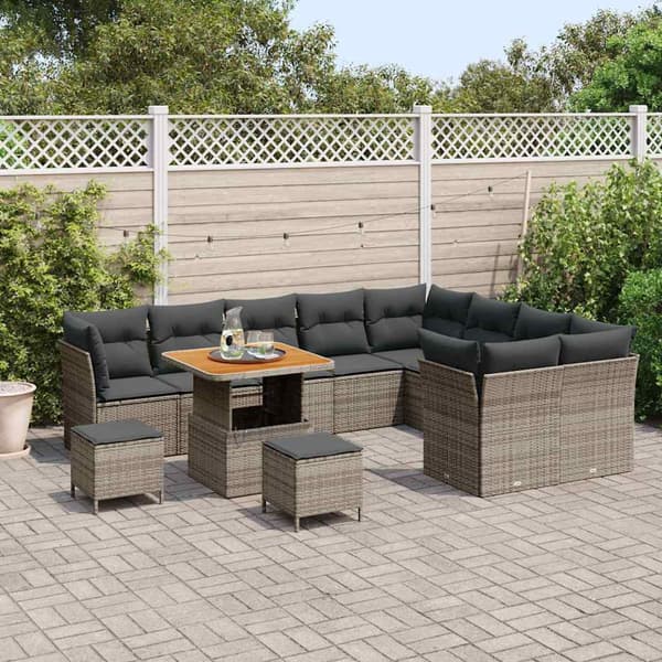 vidaXL Havesofa Sæt 12 pcs Grå polyrattan