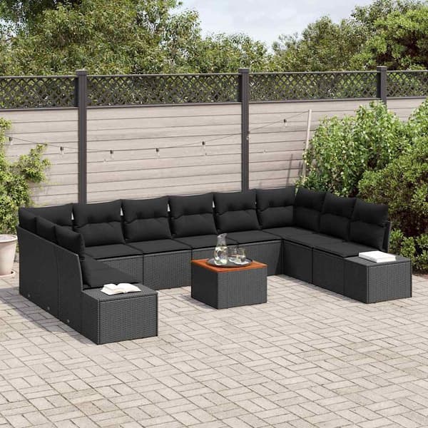 vidaXL Havesofa Sæt 11 pcs Sort