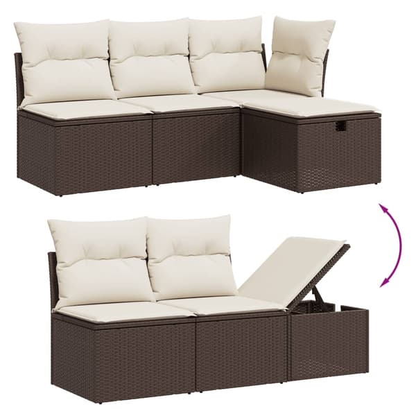 vidaXL sofasæt til haven 6 dele med hynder polyrattan brun