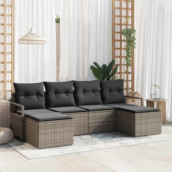 vidaXL Sofa Sæt 6 pcs Grå polyrattan