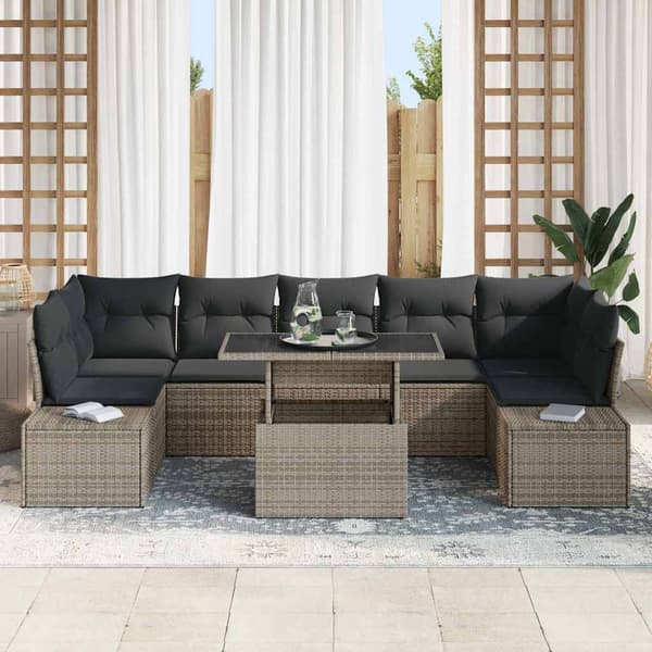 vidaXL Sofa Sæt med pude 8 pcs Grå polyrattan