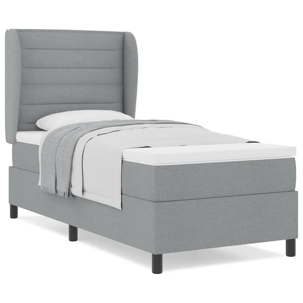 vidaXL Box spring seng med madras Lysegrå 80 x 200 cm Stof