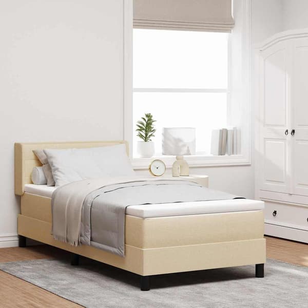 vidaXL Box spring seng med madras Creme 200 x 100 cm Polyester