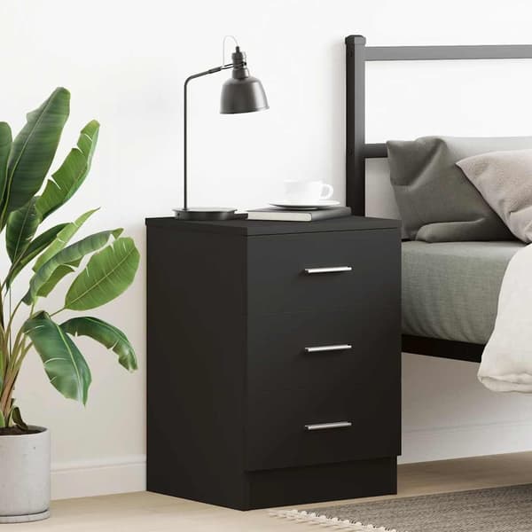 vidaXL sengeskab 38 x 35 x 56 cm spånplade sort