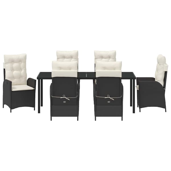 vidaXL Have Spisebordssæt 7 pcs Sort polyrattan