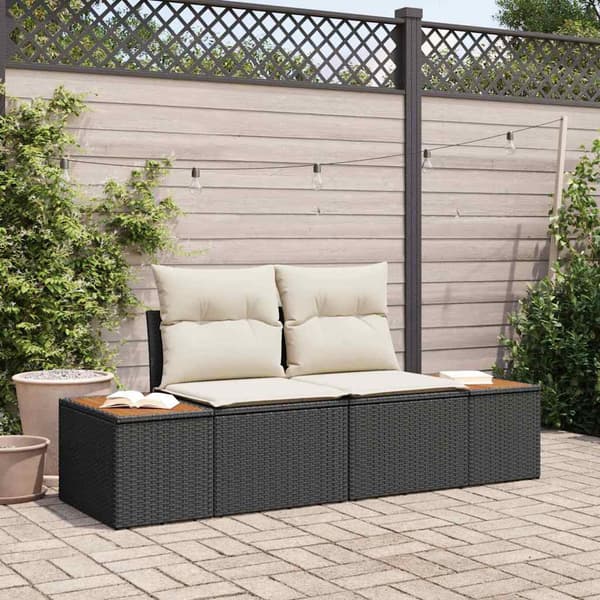 vidaXL Havemøbelsofa Sort 184 x 62 x 85cm polyrattan