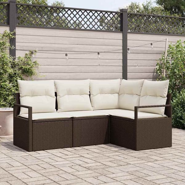 vidaXL Sofa Sæt 4 pcs Brun polyrattan