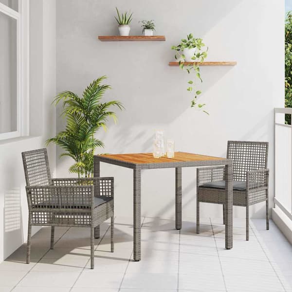 vidaXL Have Spisebordssæt 3 pcs Grå polyrattan