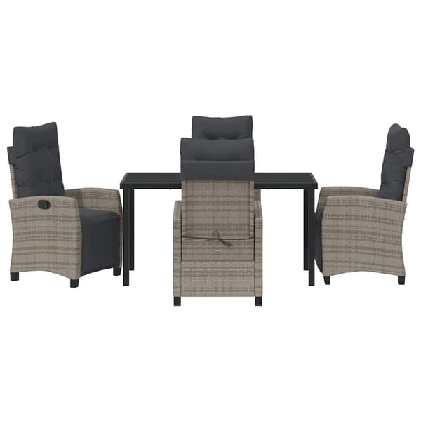 vidaXL Have Spisebordssæt med pude 5 pcs Grå polyrattan