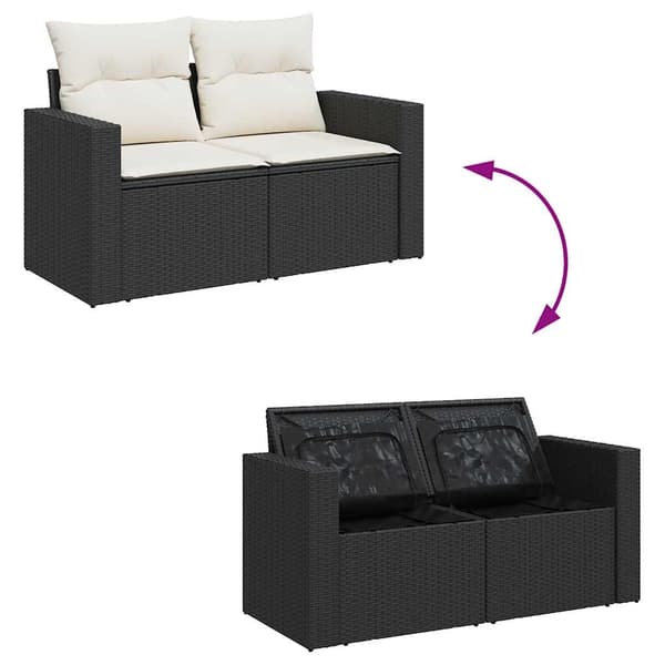 vidaXL sofasæt til haven 13 dele med hynder polyrattan sort