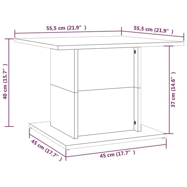 vidaXL sofabord 55,5x55,5x40 cm spånplade hvid