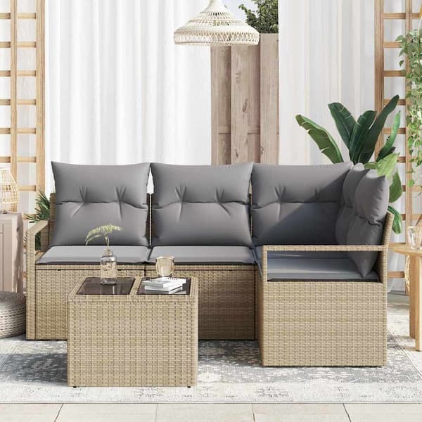 vidaXL Sofa Sæt 5 pcs Beige polyrattan