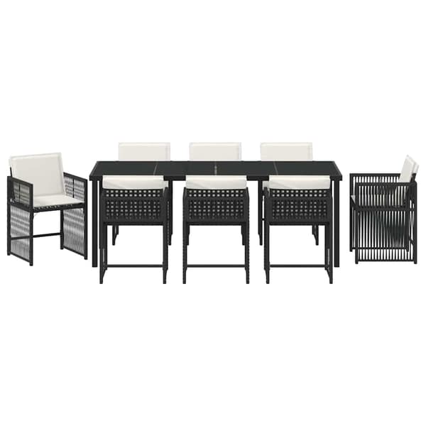 vidaXL Have Spisebordssæt 9 pcs Sort polyrattan