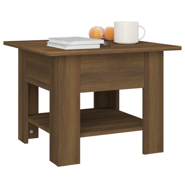 vidaXL sofabord 55x55x42 cm spånplade brun egetræsfarve