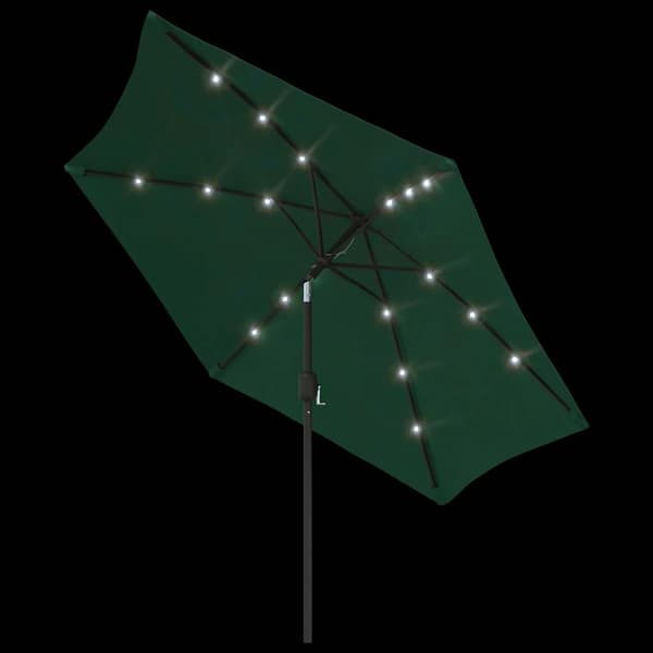 vidaXL hængeparasol m. LED-lys 3 m grøn