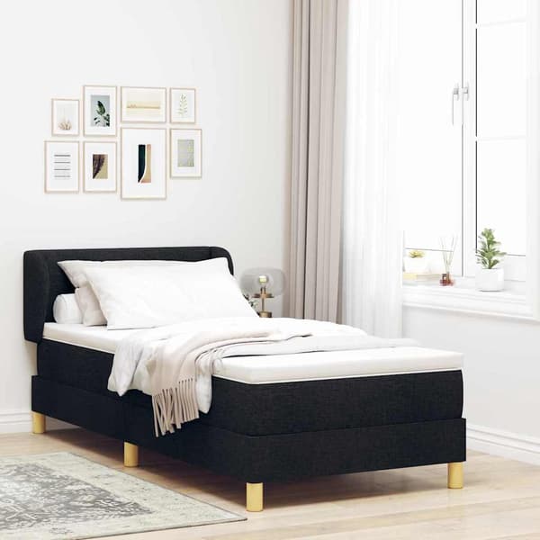 vidaXL Box spring seng med madras Sort 100 x 200 cm Stof