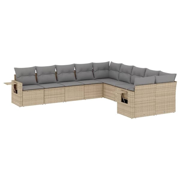 vidaXL sofasæt til haven 10 dele med hynder polyrattan beige