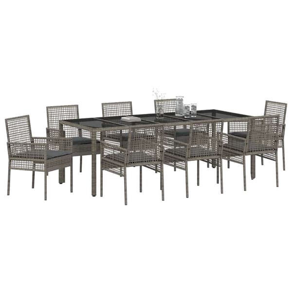vidaXL Have Spisebordssæt 9 pcs Grå polyrattan