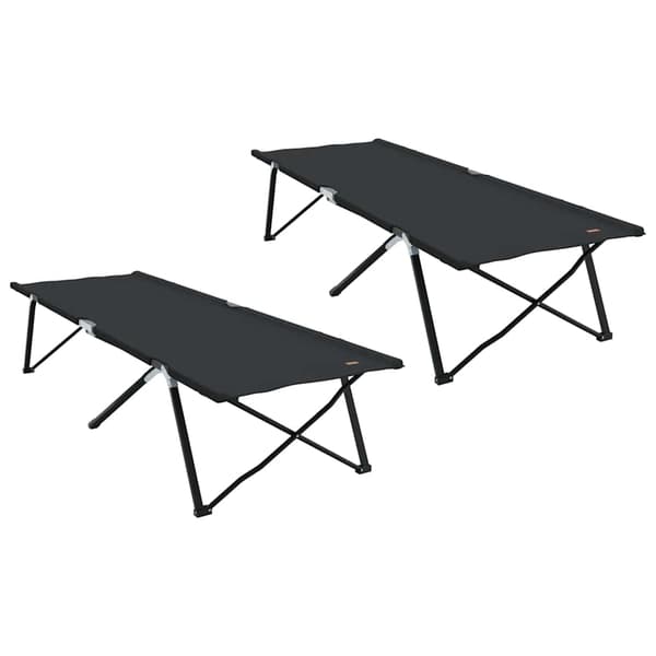vidaXL Foldende Camping Seng 2 pcs Sort 206 x 76 x 74 cm