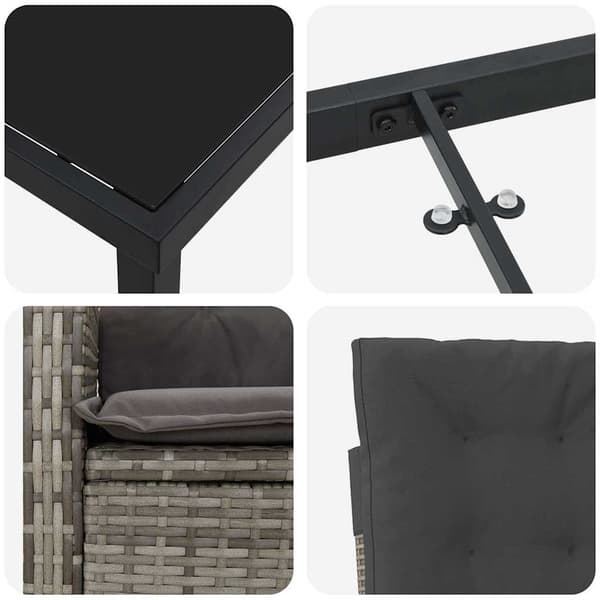 vidaXL Have Spisebordssæt 9 pcs Grå polyrattan