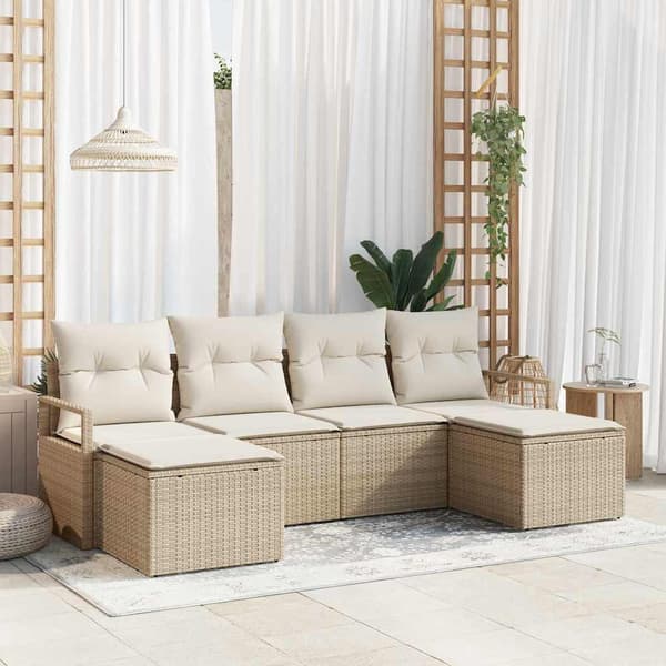 vidaXL Sofa Sæt 6 pcs Beige polyrattan