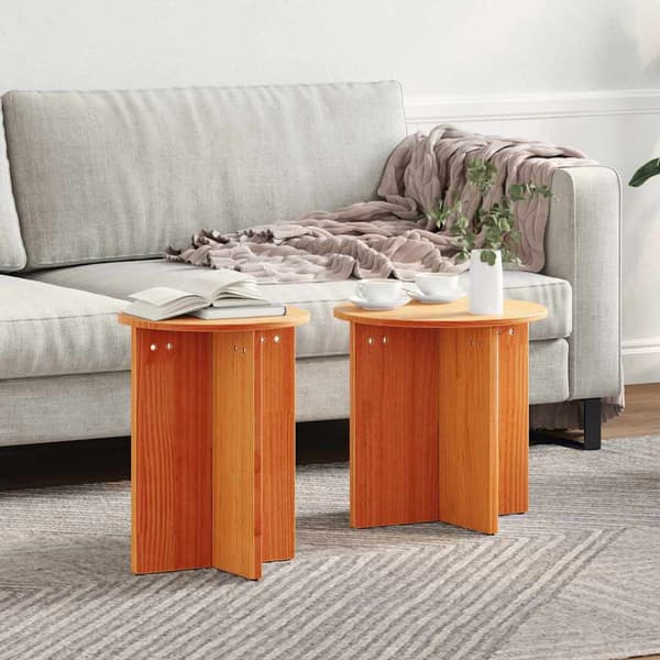 vidaXL Sofabord 2 pcs Voks brun