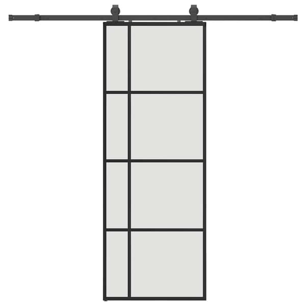 vidaXL Skydedør med monteringstilbehør sort 76x205 cm ESG glas