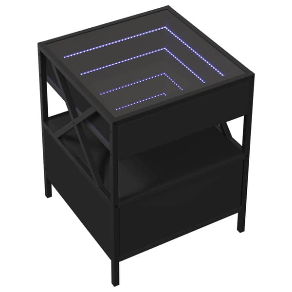 vidaXL sofabord med Infinity LED-lys 40x40x51 cm sort