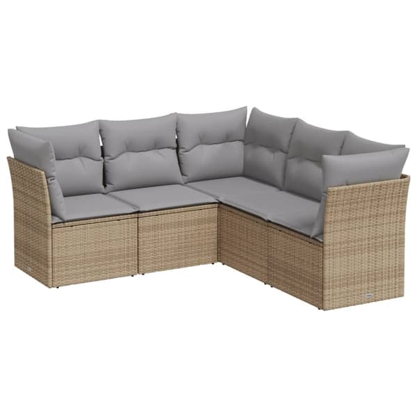 vidaXL sofasæt til haven 5 dele med hynder polyrattan beige
