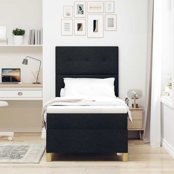 vidaXL Box spring seng med madras Sort 100 x 200 cm Stof