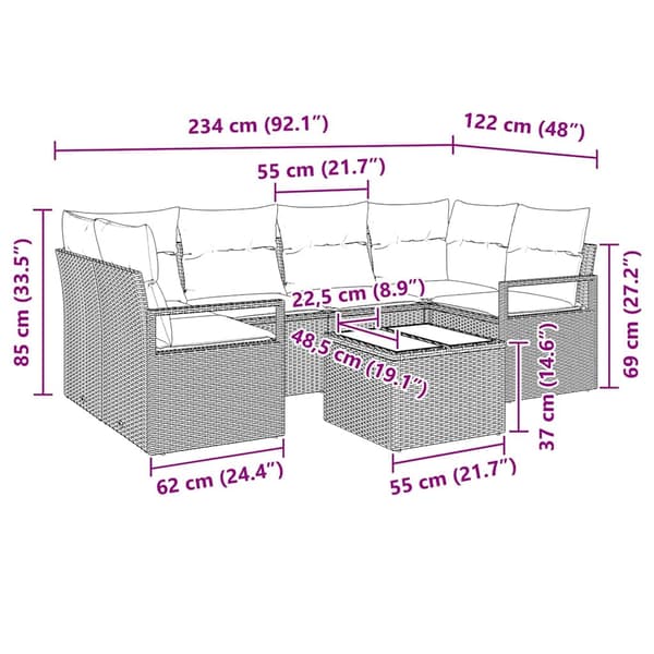 vidaXL Sofa Sæt 7 pcs Beige og creme polyrattan