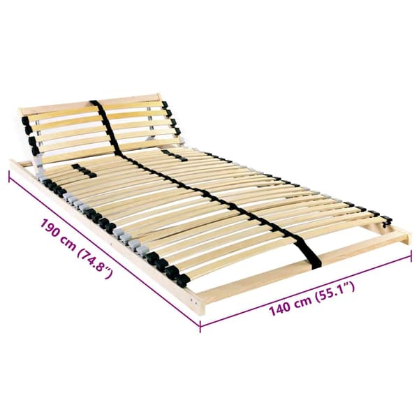 vidaXL Lamelbund Brun 140 x 190 cm Solid bøg