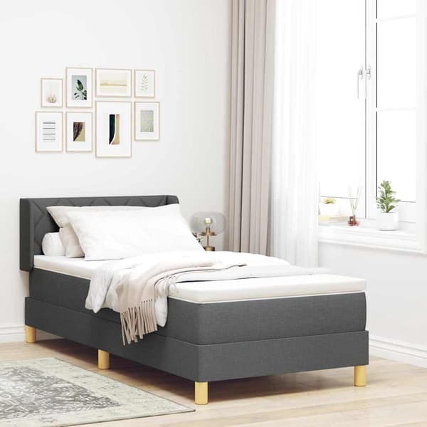 vidaXL Box spring seng med madras Mørkegrå 200 x 90 cm Polyester