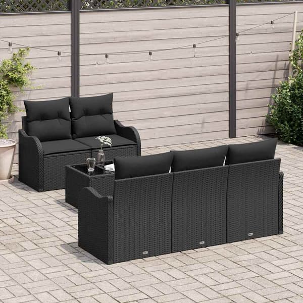 vidaXL Havesofa Sæt Sort polyrattan