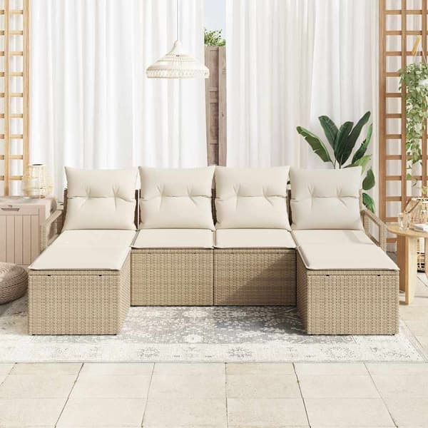 vidaXL Sofa Sæt 6 pcs Beige polyrattan