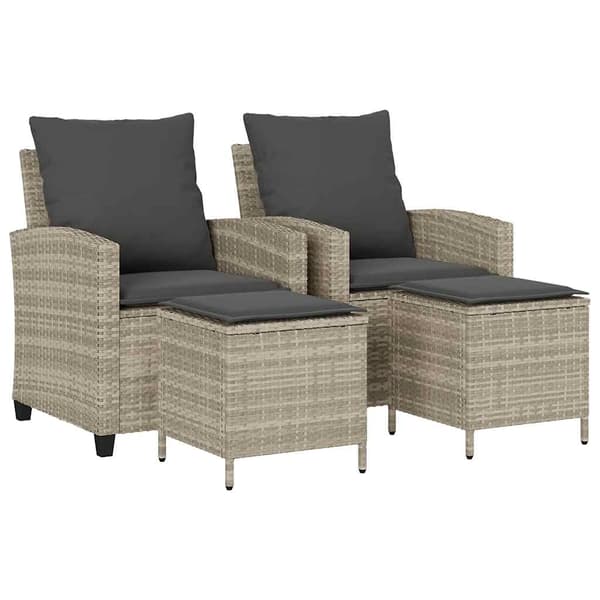 vidaXL sofasæt til haven 4 dele med hynder polyrattan lysegrå