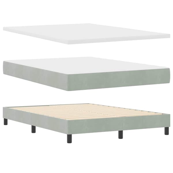 vidaXL Box spring seng med madras Lysegrå 200 x 160 cm Polyester