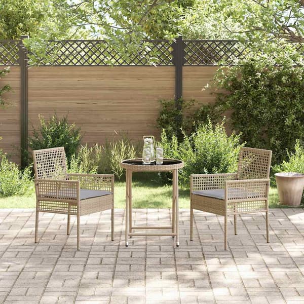 vidaXL Have Bistro Sæt 3 pcs Beige polyrattan