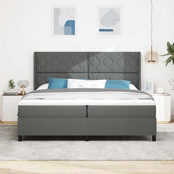vidaXL Box spring seng med madras Mørkegrå 200 x 200 cm Stof