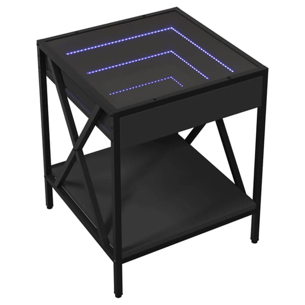 vidaXL sofabord med Infinity LED-lys 40x40x49 cm sort