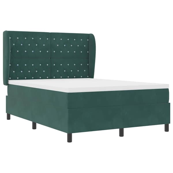 vidaXL Box spring seng med madras Mørkegrøn 200 x 140 cm Polyester