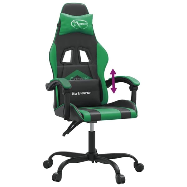 vidaXL gamingstol kunstlæder sort og grøn
